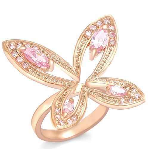 0W381 - Rose Gold Brass Ring with AAA Grade CZ in Rose - khan1